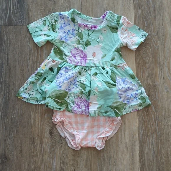 Posh Peanut Baby Short Sleeve Peplum Ruffles Bummie Set - Picture 1 of 3